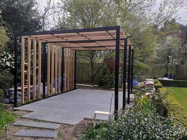 Anodised aluminium pergola